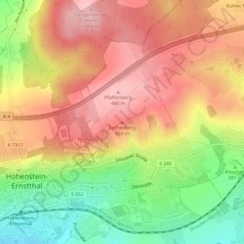 Zechenberg地形图、海拔、地势