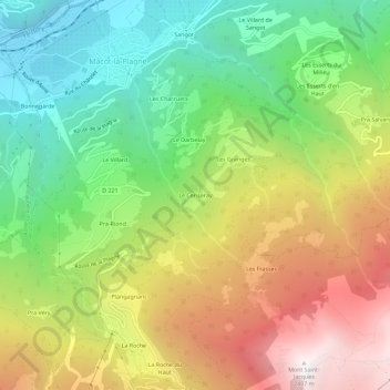 Le Ceriseray地形图、海拔、地势