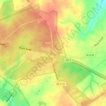 Chancellorsville地形图、海拔、地势