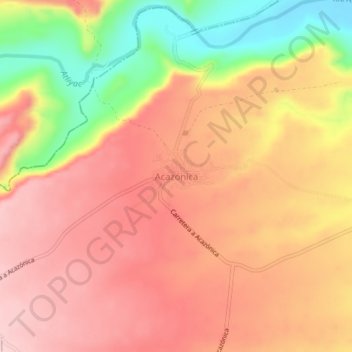 Acazónica地形图、海拔、地势