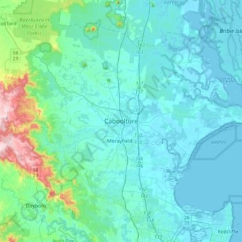 Caboolture地形图、海拔、地势