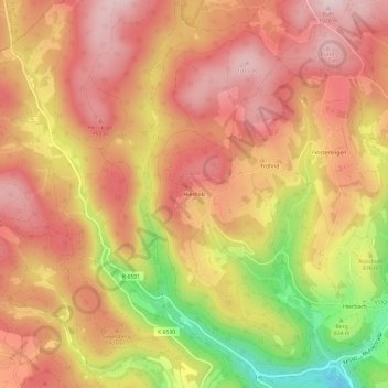 Hierholz地形图、海拔、地势