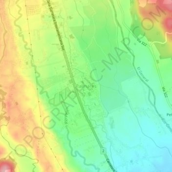 Palmares地形图、海拔、地势