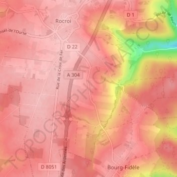 Le Grand Hongreaux地形图、海拔、地势