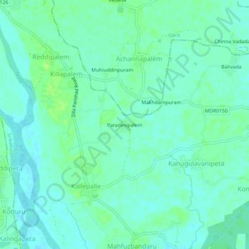 Paradesipalem地形图、海拔、地势