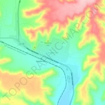 Sanderson地形图、海拔、地势