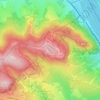 Kahlenberg地形图、海拔、地势