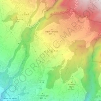 La Chapelle地形图、海拔、地势