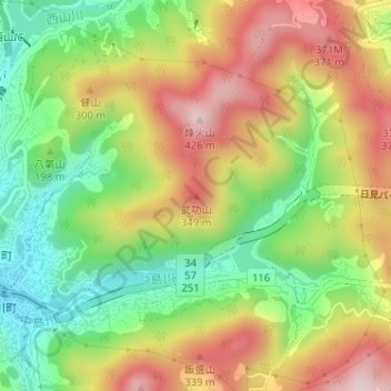 武功山地形图、海拔、地势