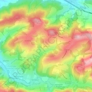 Damberg地形图、海拔、地势