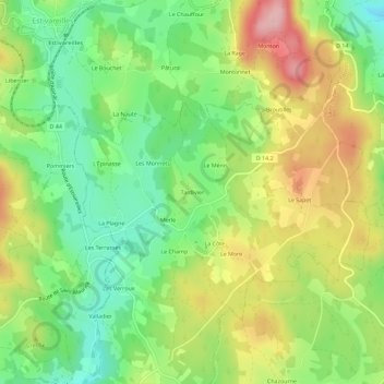Tardivier地形图、海拔、地势