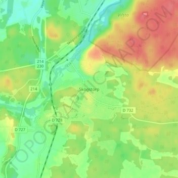 Skogstorp地形图、海拔、地势