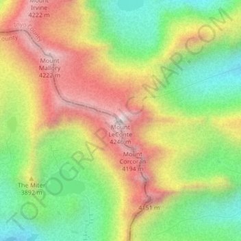 Mount LeConte地形图、海拔、地势