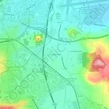 Le Grand Beaulieu地形图、海拔、地势