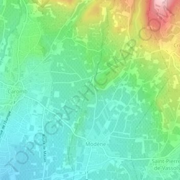 Fabregue地形图、海拔、地势