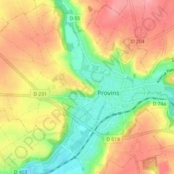 Ville-haute地形图、海拔、地势