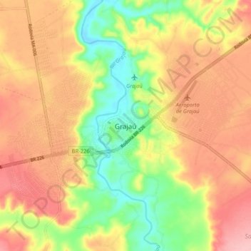 Grajaú地形图、海拔、地势