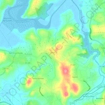 Setién地形图、海拔、地势