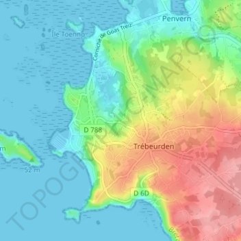 Trovern Bihan地形图、海拔、地势