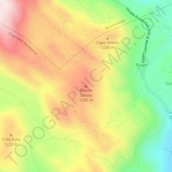 Monte Gelato地形图、海拔、地势