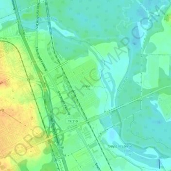 Joppa地形图、海拔、地势