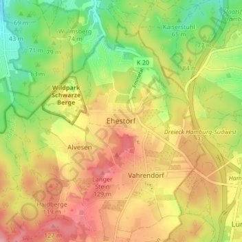 Ehestorf地形图、海拔、地势