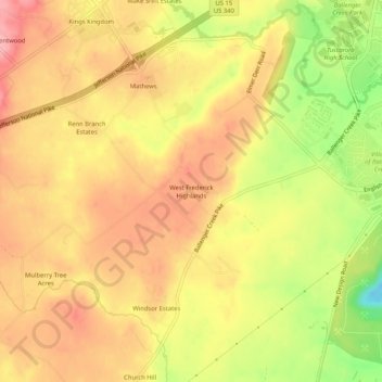 West Frederick Highlands地形图、海拔、地势