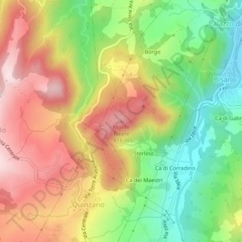Monte Bibele地形图、海拔、地势