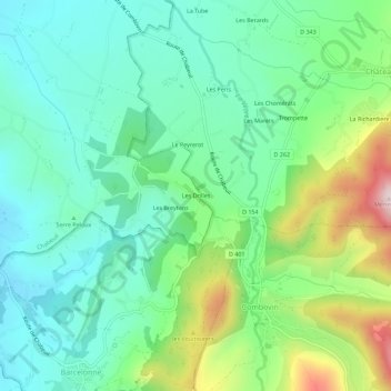 Les Drilles地形图、海拔、地势