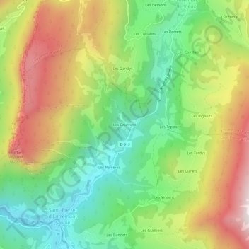 Les Courriers地形图、海拔、地势
