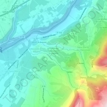 La Grapillère地形图、海拔、地势