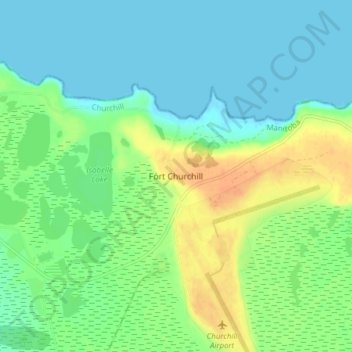 Fort Churchill地形图、海拔、地势