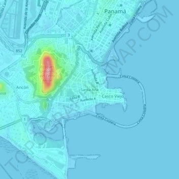Santa Ana地形图、海拔、地势