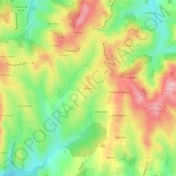 Corneys地形图、海拔、地势