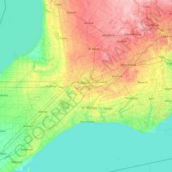 London (city)地形图、海拔、地势