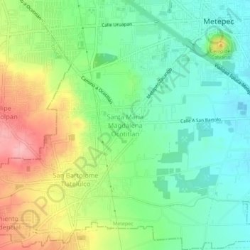 Santa María Magdalena Ocotitlan地形图、海拔、地势