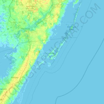 Chincoteague Island地形图、海拔、地势