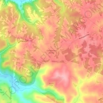 Commissary Corner地形图、海拔、地势