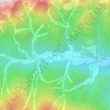 Pesariis地形图、海拔、地势