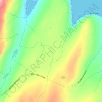 Deadmans Pond地形图、海拔、地势