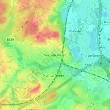 Virginia Water地形图、海拔、地势