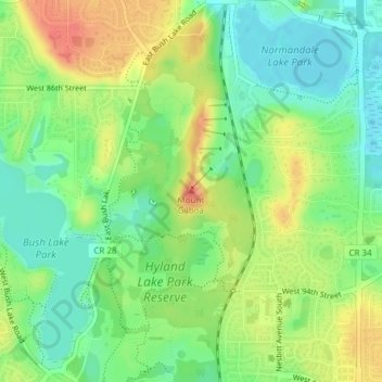 Mount Gilboa地形图、海拔、地势