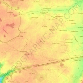 Le Haut Bois地形图、海拔、地势