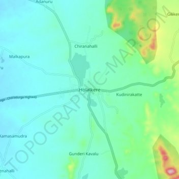 Holalkere地形图、海拔、地势