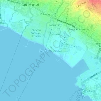 Santa Rita Aplaya地形图、海拔、地势