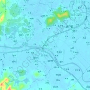大同圩地形图、海拔、地势