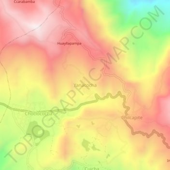 Yanacocha地形图、海拔、地势