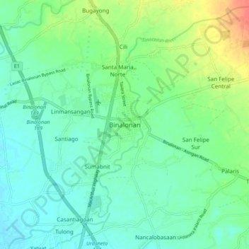 Binalonan地形图、海拔、地势