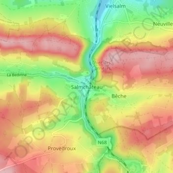 Salmchâteau地形图、海拔、地势