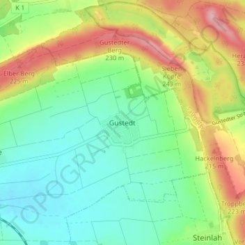 Gustedt地形图、海拔、地势